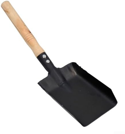 Drhomeam Schornsteinschaufel, Metall Stahl Kamin Kehrschaufel mit Holzgriff, Handschaufel Kamin Reinigungswerkzeug (S)