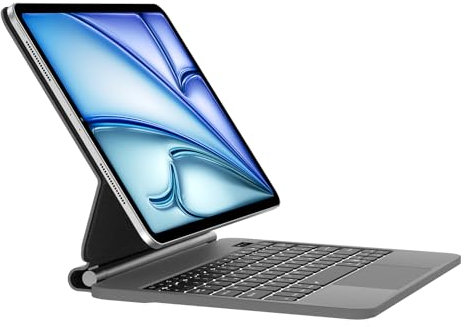 Occtingkind Tastiera magica per iPad Air 13 pollici (2025 M3/2024 M2) e iPad Pro 12.9 pollici (2018-2022) - Illuminazione RGB 7 colori, trackpad di precisione, custodia magnetica, QWERTZ, nero