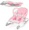 GYMAX Sdraietta per Neonati Portatile, Dondolo Bambini 2 in 1, Pieghevole, Schienale Regolabile a 3 Livelli, Cintura di Sicurezza, Barra Giocattolo Rimovibile, 0-6 Mesi, 82 x 43 x 40-57 cm (Rosa)