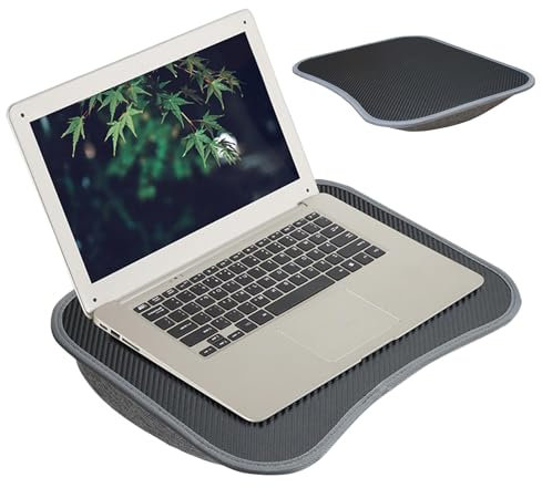 Portable laptop lap desk - Cushioned drawer with cushion for comfortable use | Adjustable and multifunctional lap desk for work, play and reading, foldable bed desk, travel-friendly work
