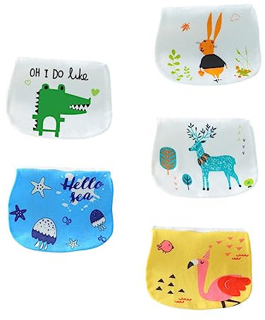 Abaodam 5stücke Teiliges Baumwoll-Sweat-Absorbent Handtuchset Lagiger Atmungsaktiver Stoffrückseite Weiche Schweiß Feuchtigkeitsaufnahme Für Neugeborene Jungen Und Mädchen Tragbar Für Jung