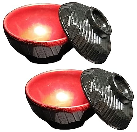 Cabilock 2 Sets Mini Japanese Rice Bowl with Lids of Dollhouse Kitchen Accessories for Realistic Play and Decoration for Tiny Houses and Educational