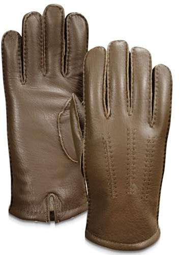 Intra-FIT Hirschlederhandschuhe für Herren Damen - Warme Winterhandschuhe mit Weiche Fleecefutter,Wintergeschenke Outdoor Lässige Lederhandschuhe (S,Hellbraun)