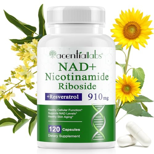 Capsule NAD+ Liposomiali con Resveratrolo e Quercetina - NAD Booster 910 mg Capsule Morbide, Integratore NAD+ 120 Capsule - Per Energia Cellulare e Supporto alla Pelle - Vegano