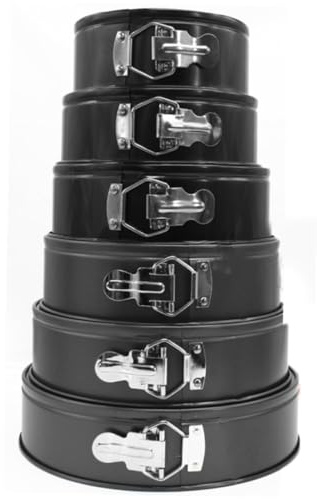FONDOTIN 3 Pièces Set de Moules Ronds à Charnière Moules à Gâteau Antiadhésifs Acier Plaques de Cuisson à Fond Vivant pour Anniversaire Mariage et Pâtisserie Maison Noir