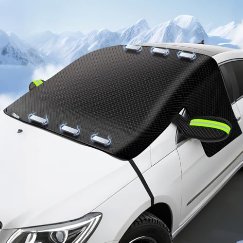 304 x 161 cm Auto Frontscheibenabdeckung Winter XXL 600D Oxford Magnet Stoff Windschutzscheibenabdeckung Auto Scheibenabdeckung Winter EIS Frost Staub Wasserbeständig für Meisten Autos Geeignet