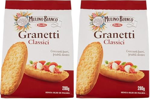 Mulino Bianco Crostini Granetti Classici, Snack Salato per la Merenda - 280 g (Confezione da 2)