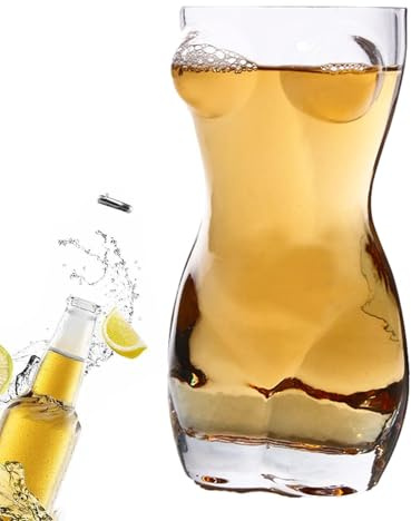 Vaso de cerveza Body – Vaso de bebida artístico, tamaño pequeño, mediano y grande, material de vasos de alta calidad, forma curva ergonómica | Para vino, cerveza, cócteles,