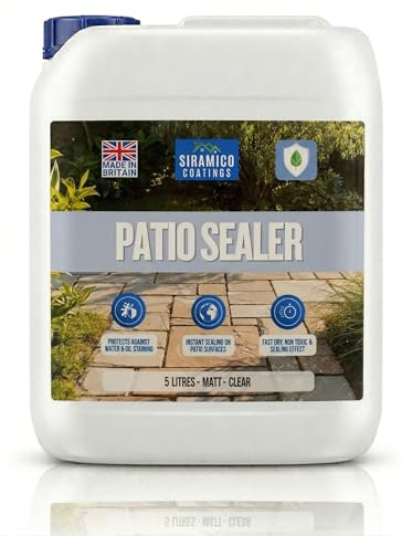 Siramico Coatings Patio Sealer I 5 litres I Matt Finish Patio & Paving Sealer for Indian Sandstone, Concrete, Brick & Block Paving I Waterproof, Stain Resistant, Outdoor & Indoor Floor Sealant