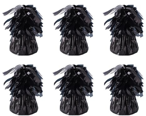 Brrnoo Ballongvikter Kraftig Aluminiumfolie Ballongankare Säkra Ballonghållare för Bröllop Födelsedagskalas 6-pack 140g Styck (Svart)