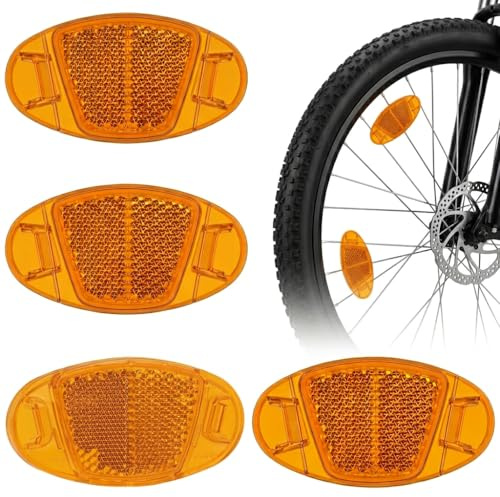 HAVIRI 6 Pièces Catadioptre Velo Rayon de Roues, Réflecteur Rayon Vélo Hautement Réfléchissant, Catadioptre Réflecteur Orange Yeux de Chat, Accessoires Vélo pour Conduite Nocturne
