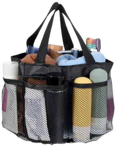 Dimeho Mesh Shower Caddy Bag Portable Bath Tote Basket 8 Storage Pocket Hangable Quick Dry Large Capacity Toiletry Organizer Bag for Travel Gym College Dorm Beach Swimming Pool Camp