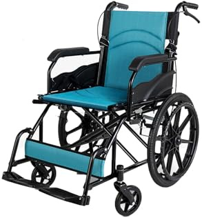Fällbar rullstol, Lättviktsrullstol, Fulla armstöd, Roterande Fotstöd, 20-tums bakhjul(Blue)