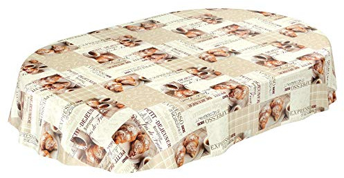 ANRO Tischdecke Wachstischdecke Wachstuch Wachstuchtischdecke Kaffee Coffee Espresso Oval 140 x 180cm