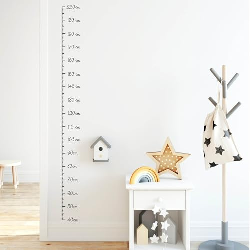 Wandtattoo Messlatte von Wandtattoo Loft (40-200 cm) für Kinderzimmer, Maßband/Wandaufkleber/Wandsticker/Wanddeko / 30 Farben