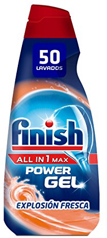Finish All in 1 Max Power Gel Frescor Antiolor, Detergente Gel para el Lavavajilla, 50 lavados