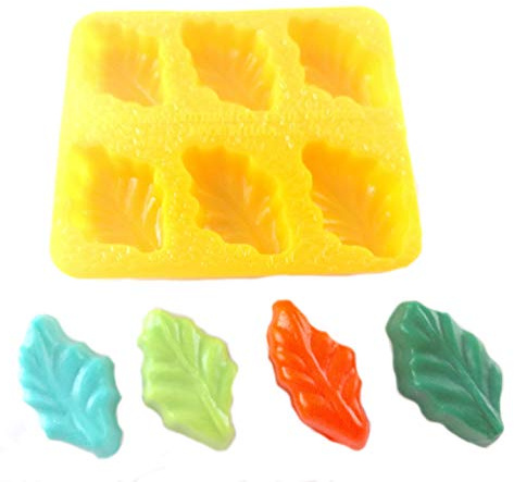 Leaf 6 Cavity Flexible Silicone Molds for Cream Cheese Mints, Chocolate, Fondant, Gummy, Fat Bombs, Ice Leaves, Soap, Buttercream, Butter, Candy Melts, Cookie Dough, Mousse