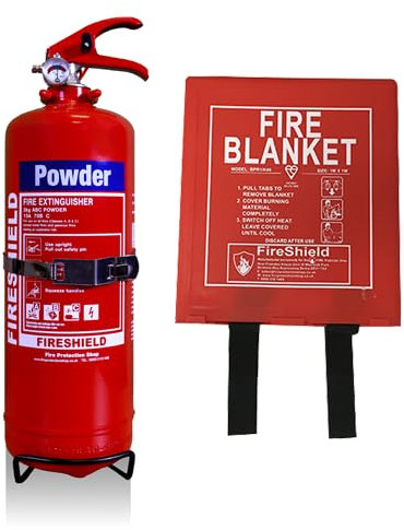 FireShield 2kg ABC Dry Powder & 1.0m x 1.0m Hard Case Fire Blanket