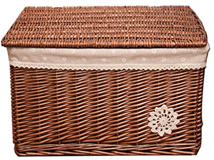 BESPORTBLE Wickelkorb Mit Deckel Geflochtener Rattan Aufbewahrungskorb Kosmetische Aufbewahrungsbox Für Schlafzimmer Wohnzimmer Schreibtisch Praktische Lösung Für Jedes Zimmer | Multifunktionale Aufbewahrung für Kleinigkeiten, Natürlicher Landhausstil Zufällige Farbe