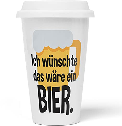 JUNIWORDS To-Go Becher mit Deckel, Ich wünschte das wäre ein Bier