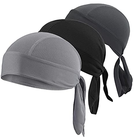 lurora2021 Atmungsaktive Kopftuch Fahrrad Kopfbedeckung Herrem Damen Atmungsaktiv UV Schutz Verstellbar Bikertuch Radsport Mützen Schnelltrockned für Laufen Motorrad Fahren 3 * Stücke, Schwarz, 32