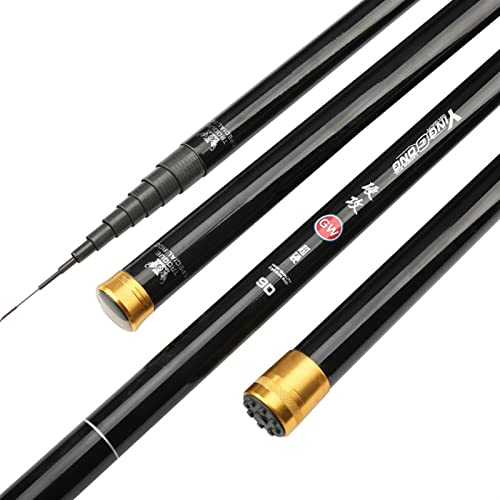 NAIYAN Angelruten Teleskoprute Stipprute High Carbon 8m 9m 10m 11m 12m 13m Power Hand Pole Angelrute Ultra Hard Super Light Teleskopstange Stick (Length : 8m and Tips)