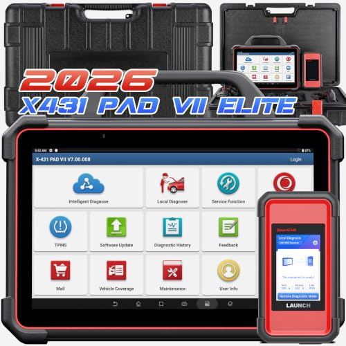 LAUNCH X431 PAD VII OBD2 Auto Diagnosegerät, J2534 Programmierung Scanner | Heavy Duty Truck diagnosegerät, Online ECU Codierung, Topology Map, 60+ Services, Bidirektionale, CANFD/DOIP/D-PDU, FCA