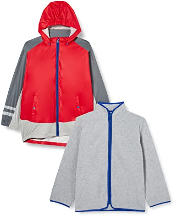 Playshoes Unisex barn, funktionell jacka 3-i-1-regnjacka, röd, 80, röd