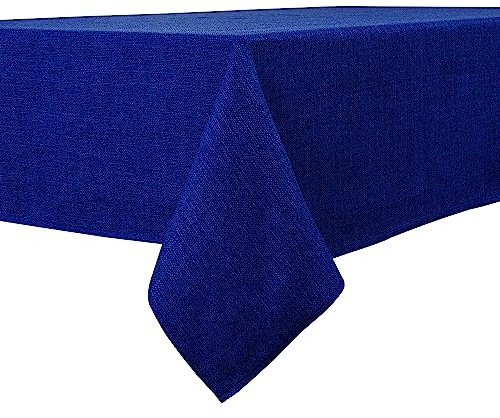 BALCONY & FALCON Eckig Wasserdicht Tischdecke Leinenoptik abwaschbar Tischtuch Leinen Tischläufer Tischwäsche Eckig, 140 × 240 cm, Königsblau