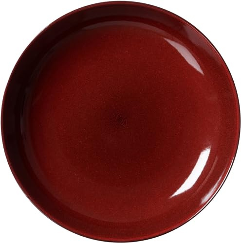 Ritzenhoff & Breker Gambia Suppenteller, 23 cm, Tiefer Teller mit Farbverläufen, Skandinavisches Design mit Reaktivglasur, Steinzeug, Rot