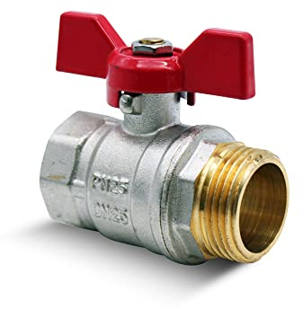 DOJA Barcelona Ball Valves with Wing - 1/2 - Red - Butterfly Handle Brass Ball Valve PN-25 M-H, Fittings for Toilet Water Pipes Plumbing Hoses High Pressure Shut Off Valve