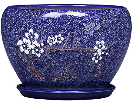 Blumentopf aus Keramik, extra groß, Wohnzimmer, Persönlichkeit, Grünpflanzenbecken mit Drainageloch, Bonsai-Töpfe, Garten, dekorativer Kaktusständer, Keramik, glasierter Blumenbehälter