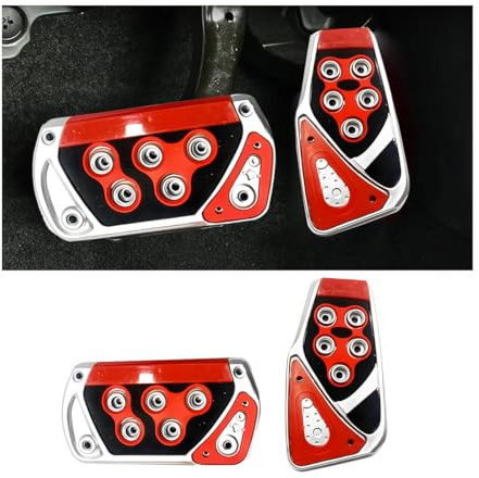 CGEAMDY 2 PCS Auto Pedal Pad Abdeckung, Anti-Rutsch-Automatik-Getriebebremse Gaspedal, Universelle Pedalauflageabdeckung Auto Gaspedal Bremsauflage Pedal(Rot)