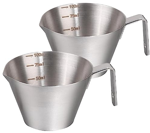 Espressomätkopp med handtag, tillverkad av 304 rostfritt stål, brett handtag, kökstillbehör och redskap metallmätkoppar bäst för matlagning och bakning (storlek: 100 ml)