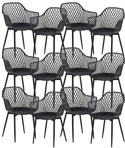 anrekl 12er Set Esszimmerstuhl mit Metallbeine, Armlehnstuhl Küchenstühle Essstühle Sessel Stuhl Sitzfläche für Esszimmer Wohnzimmer, Schwarz