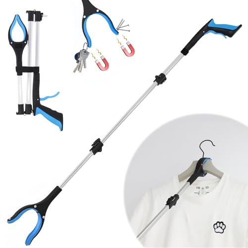 HoaaiGo Faltbares GreifwerkzeugLanger Greifer für ältere Menschen, Faltbarer Greifer für Senioren, Greifzange für Senioren Aluminium Müllzange, Greifer für Senioren mit Magnet-Greifarm, Hand Greifer