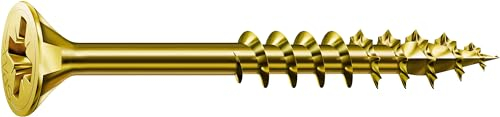 SPAX Vis universelle 4 x 60 mm, 90 pièces - Vis à bois, filetage partiel, tête fraisée, empreinte cruciforme Z2, pointe 4CUT, revêtement YELLOX - 8000000287442