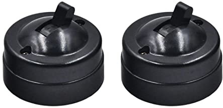 SHITOOMFE Interruttore di controllo singolo retrò a parete rotondo con levetta piatta nera 2pcs