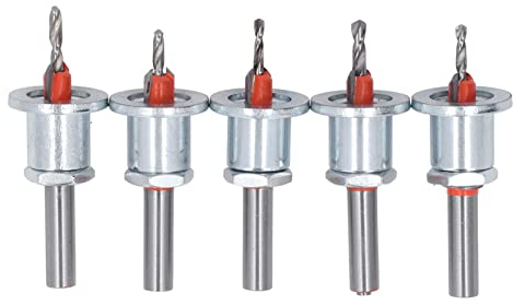 Senker-Bohrer, 5 Stück Hartmetall bestückt Senker Loch Bohrer verschleißfest einstellbar Senker Bit Legierung Stahl Power Drill Bit mit Fall für Holz Metall Elektrowerkzeug