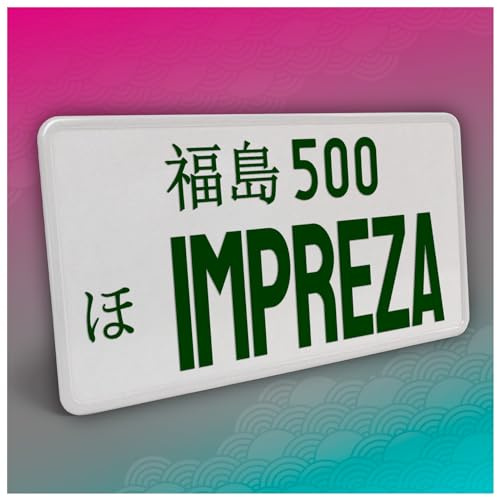 Finest Folia Japanisches Kennzeichen JDM Nummernschild 30,5x15,5cm Japan Tuning für Auto Dekor Aufkleber selbst gestalten Autokennzeichen Aluminium Metall Wunschtext (Impreza, Grün, ohne Streifen)