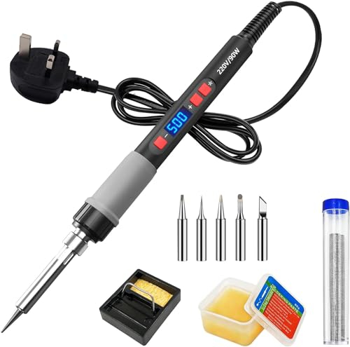 Soldering Iron Kit, ILIBILIB 90W LCD Digital Solder Iron Adjustable Temperature 180 to 500°C with Autosleep Mode, 10-in-1 Thermostatic Rapid Heating Smart Welding Iron Kit for Soldering DIY Repai