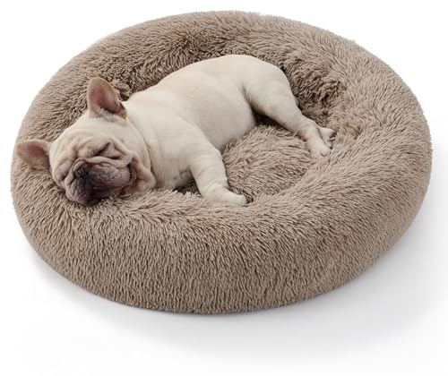 BEDSURE Hundebett waschbar Flauschiges Katzenbett - 70 cm | Katzenschlafplatz für Katzen und Hunde, plüsch Katzenkissen rund Kuschelbett, Kamel