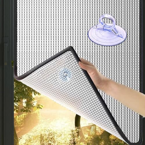 Sonnenschutz Fensterfolie Blendschutz Sonnenschutzfolie Verdunkelnde Doppelte Aluminiumblasen-isolierfolie Sichtschutzfolie Für Fenster Innen & Außen(Gray,40cmx140cm)