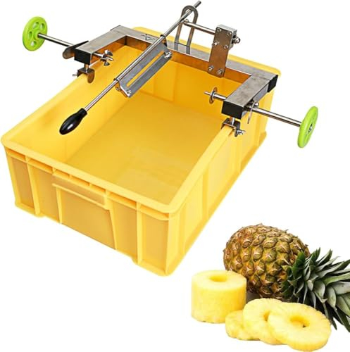 Obst Ananas Schälmaschine, Ananas Cutter Schäler mit 5 Klingen, 3 Clips und Aufbewahrungskorb, Doppelhebelverstellung, Scharfe Klinge, für Küche Obstringe, Restaurant, Supermarkt