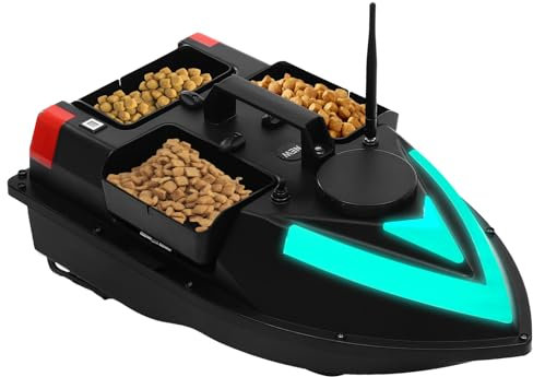 OMGGYER Futterboot Angeln 500M Fernbedienung Ferngesteuertes Boot Futterboot mit GPS, 3 Katapultbuchten & 5200mAh Batterien, Fischköder Boot für Auswerfen von Ködern in Flüssen, Seen, Seichtem Wasser