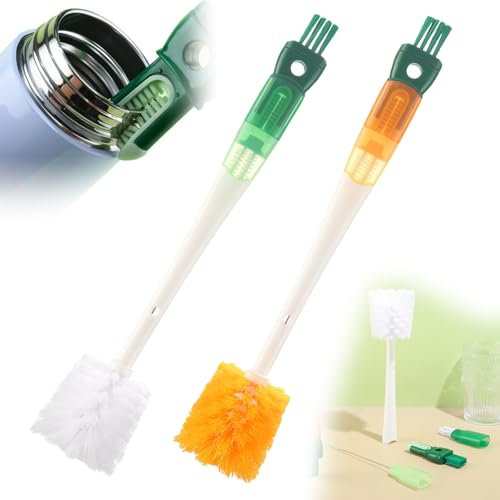 Multifunctional water bottle brush, 2 Pack 5 in 1 Bottle Cleaning Brush Cup Lid Crevice Cleaning Brush, Portable Cleaning Brush for Water Bottle and Cup, for Home, Kitchen