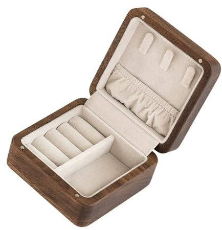 MEAKTSMI Reise-Halsketten-Aufbewahrungsbox, elegantes Schmuckkästchen, Halsketten-Organizer, Holzstruktur, geeignet für Halsketten, Ohrringe, Schmuck