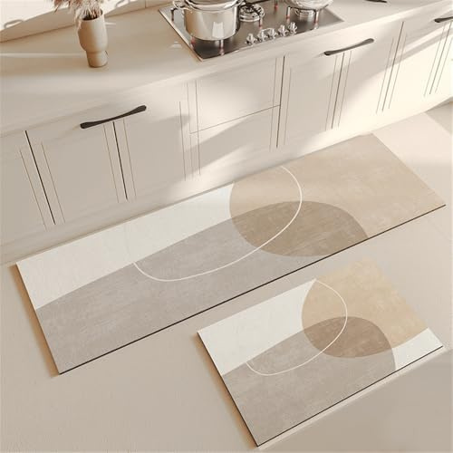 Highdi Tappeto Cucina Antiscivolo Tappeto Passatoia Cucina Lavabile Moderno Tappeto da Cucina Lungo Tappeti Runner Tappeto Corridoio per Ingresso Soggiorno Bagno (45x120cm,Cachi)