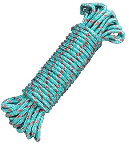 5/32 x 32 Ft Diamond Braided Rope, Nylon Rope, Multipurpose Clotheline Rope, Multi Purpose Tie Down Rope, Extra Strength-Sunlight and Weather Resistant (1-Pack, Color Random)