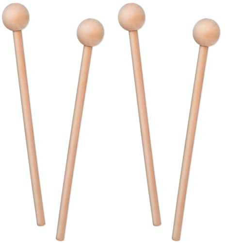 4 Stück Holzschlägel 20.5cm Xylophon Schlägel Holz Percussion Sticks, Glockenspielschlägel mit Holzgriff Rhythmus Sticks Trommelstöcke für Xylophon Glockenspiel Holzblock Glockenspiel